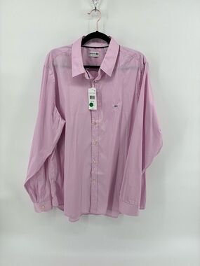 Lacoste Men's Classic Pink Button-Down Dress Shirt
